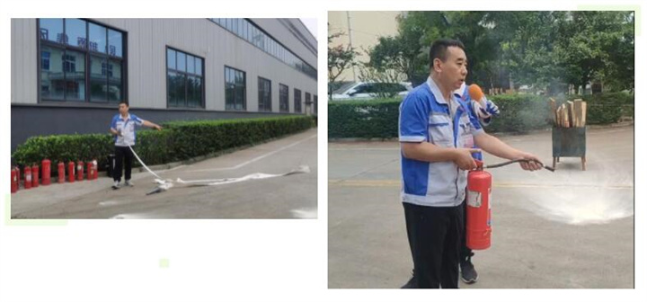 随后，集团消防安全员为广大职工讲解灭火器和消防水枪的使用方法，并现场演示。广大员工积极参与到教学演练当中，进一步巩固消防培训知识。